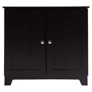 Contemporary Country 23.5 in.W x 11.7 in.D x 23.5 in.H Free Standing Double Door Cabinet With WainscotPanels In Espresso