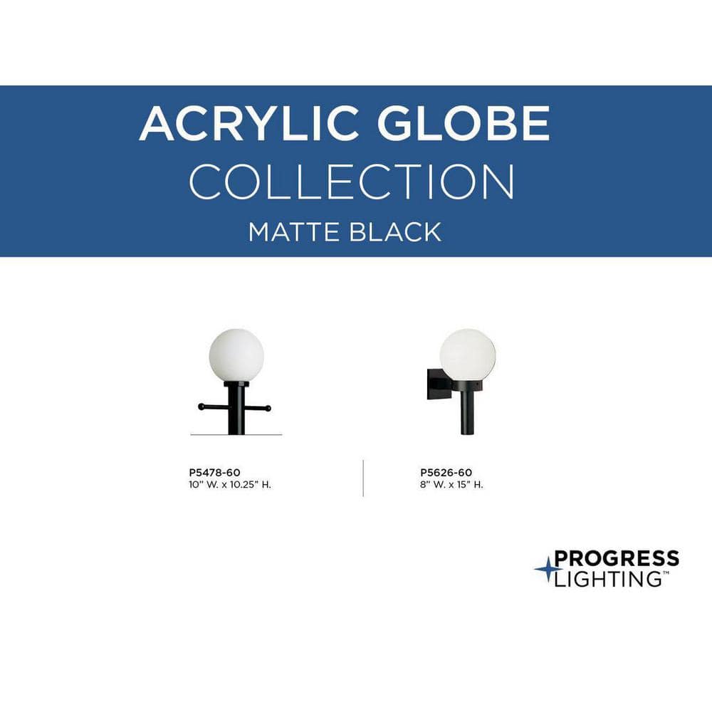 Black Polycarbonate Outdoor Globe Post Lantern, 10 Inches