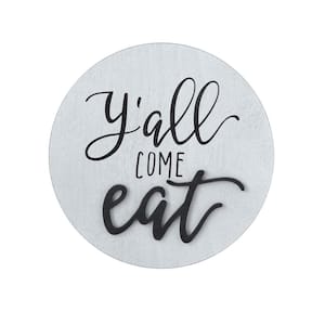 "Y'all Come Eat" Square Pine Wood Wall Art Decor