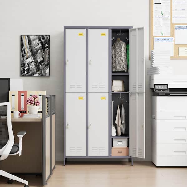 Hephastu 35 in. W x 72 in. H x 16 in. D Freestanding Cabinets w/ 6