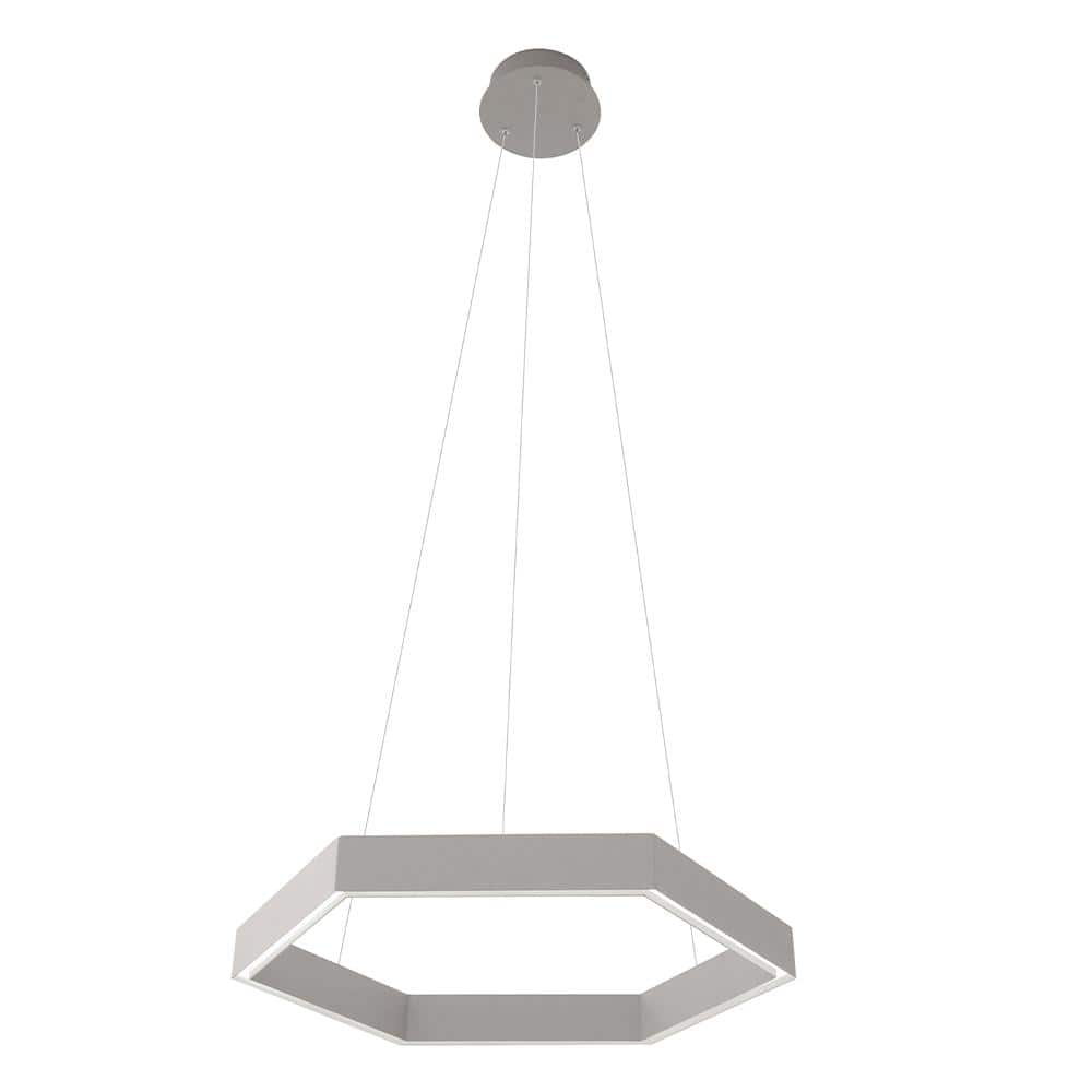 Seige I 28-Watt Integrated LED Grey Geometric Pendant Light