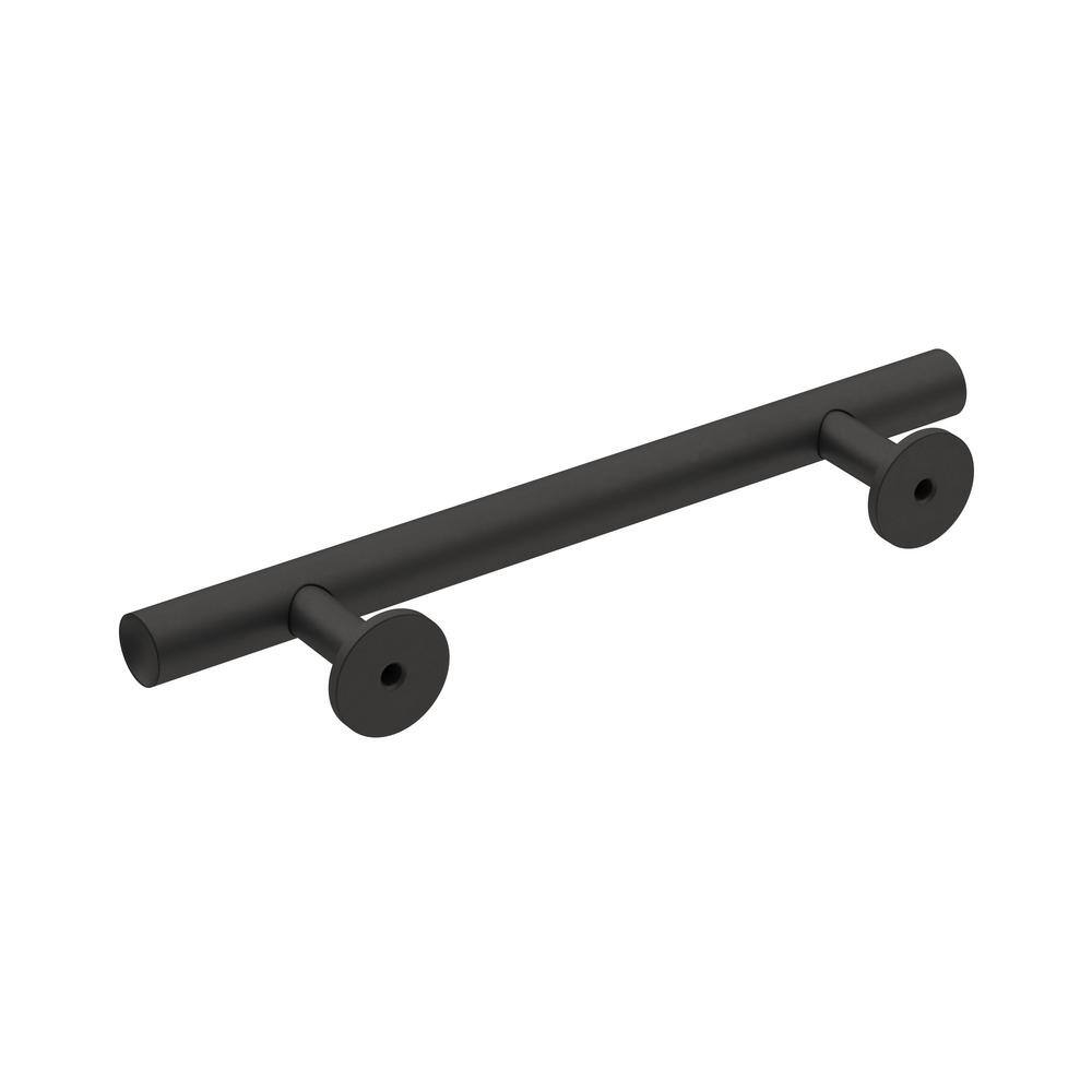 Matte Black Steel Modern Bar Cabinet Pull with Mounting Hardware