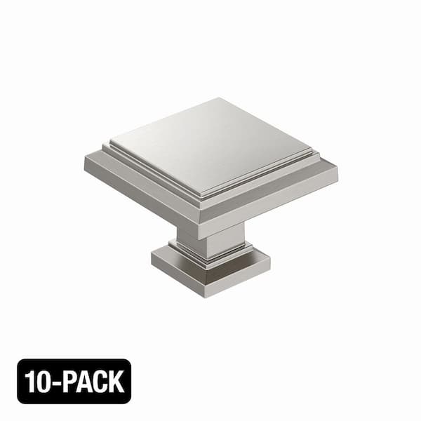 10-Pack Carrington 1-1/4 in. (32mm) Classic Satin Nickel Square Cabinet Knobs
