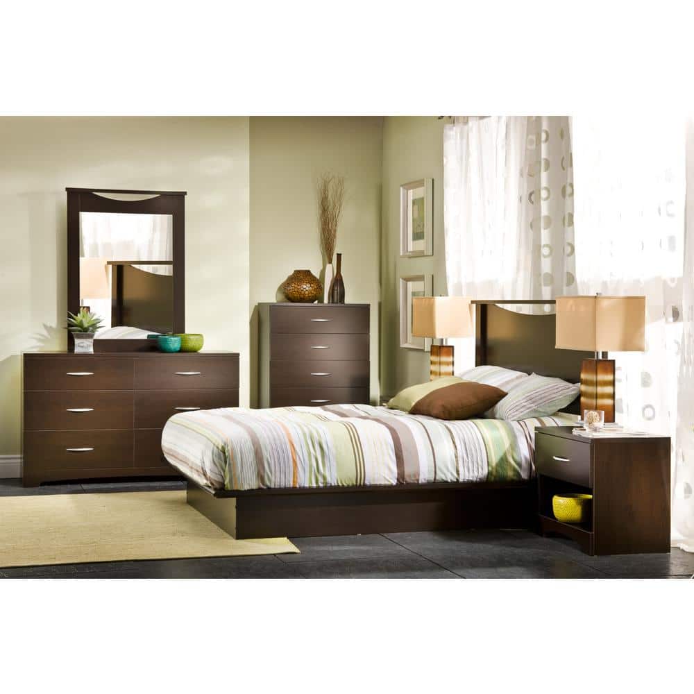 Elegant Queen-Sized Upholstered Platform Bed in Rich Brown