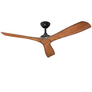 52 in. Ceiling Fan No Light in Walnut with 3 Blades and Remote