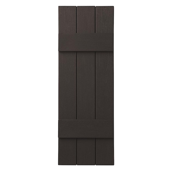 Ply Gem 11 in. x 31 in. Polypropylene Plastic 3-Board Closed Board and Batten Shutters Pair in Brown