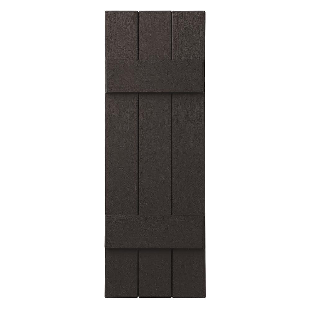 Ply Gem 11 in. x 43 in. Polypropylene Plastic 3-Board Closed Board and Batten Shutters Pair in Brown