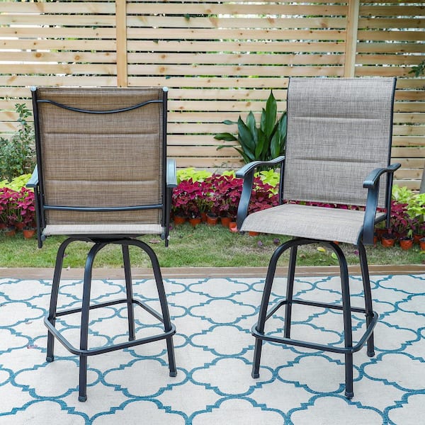 Phi Villa Black Padded Swivel Metal, Metal Bar Stools With Arms And Swivels