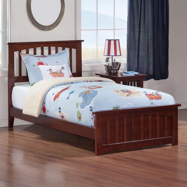 AFI Mission Walnut Twin Traditional Bed with Matching Foot Board