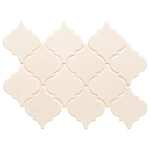 Antique White Arabesque 11 in. x 16 in. Glossy Ceramic Mesh-Mounted Mosaic Floor and Wall Tile (11.7 sq. ft. /Case)