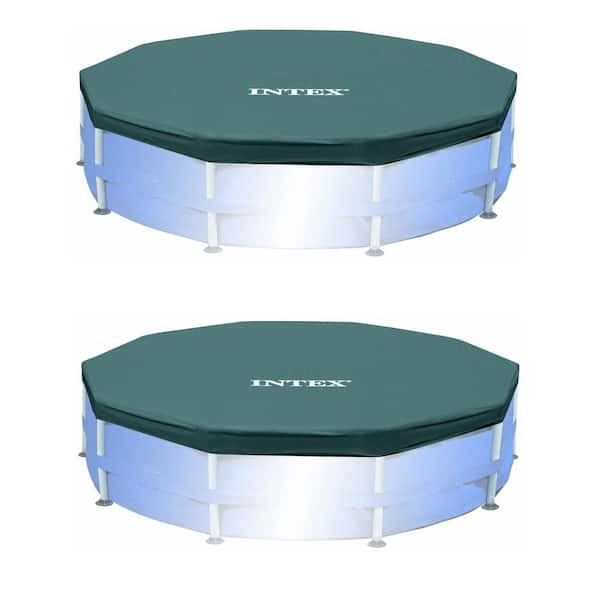 10 ft. Round Easy Set Outdoor Backyard Swimming Pool Cover, Blue (2-Pack)