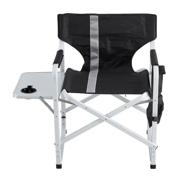 Unbranded 1-Piece Black Camping Chair with Storage Pockets, Folding, Side Table
