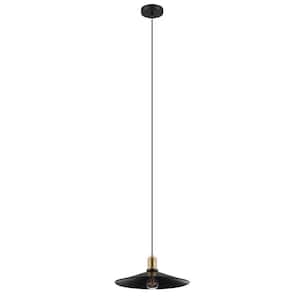 Bridport 1-Light Black Pendant with Brushed Gold Accents