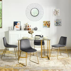 Batassel Grey Velvet Upholstered Dining Chair (Set of 2)