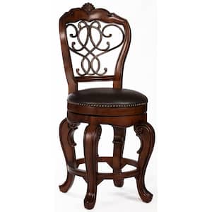 Burrell Wood 26 in. Brown Cherry Counter Height Swivel Stool