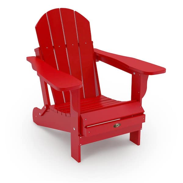 Leisure Line Recycled Red Folding Plastic Adirondack Chair 271131
