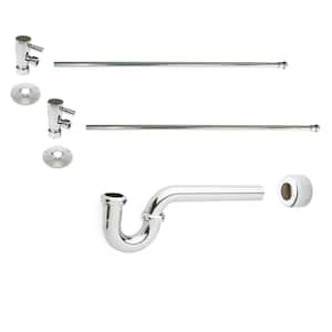 1-1/2 in. x 1-1/2 in. Brass P-Trap Lavatory Supply Kit, Polished Nickel