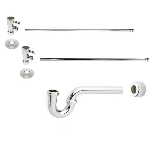 Westbrass 1-1/2 in. x 1-1/2 in. Brass P-Trap Lavatory Supply Kit, Polished Nickel