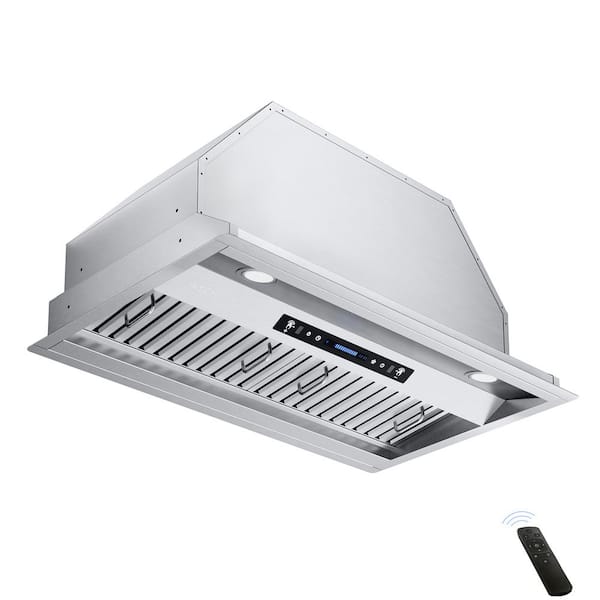 iKTCH 42 in. 900CFM Ducted Insert Range Hood in Stainless Steel with LED Light 4 Speed Gesture Sensing&Touch Control Panel
