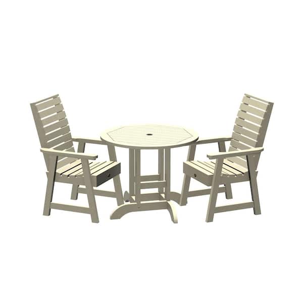 Highwood Glennville 3-Pieces Round Recycled Plastic Outdoor Dining Set