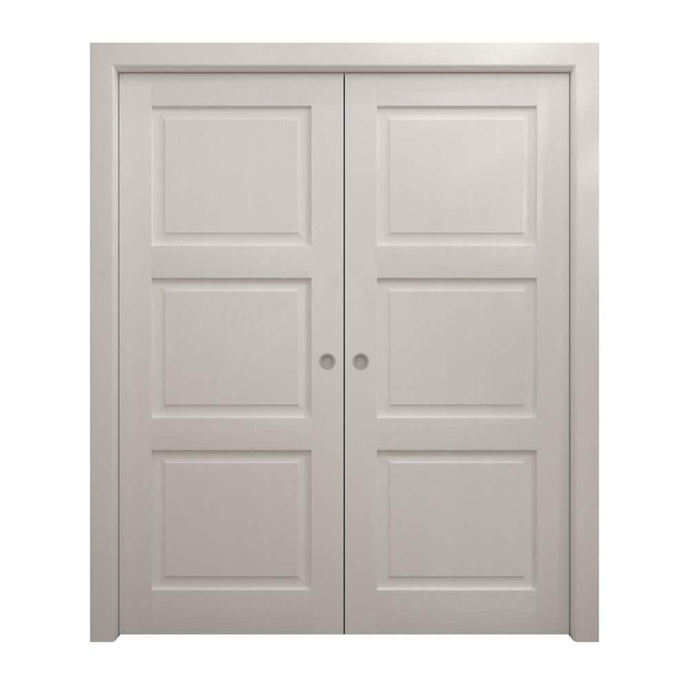 60 in. x 84 in. Painted White Oak Solid Wood Double Pocket Doors with Hardware price history on PriceWatchPro