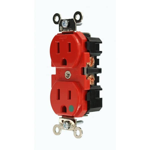 15 Amp 125 V Hospital Grade Duplex Outlet/Receptacle, Red (1-Pack) 8200-R