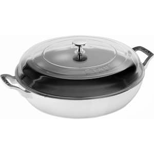 Cast Iron 3. 5 qt. Braiser with Glass Lid - White