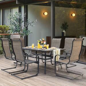 7-Piece Rectangle Outdoor Patio Dining Set with Padded Sling Chairs