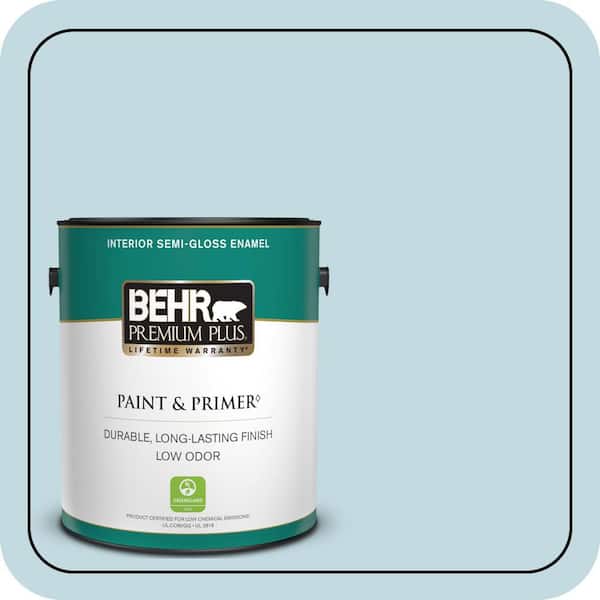 BEHR PREMIUM PLUS 1 gal. #S480-1 Rain Dance Semi-Gloss Enamel Low Odor Interior Paint & Primer