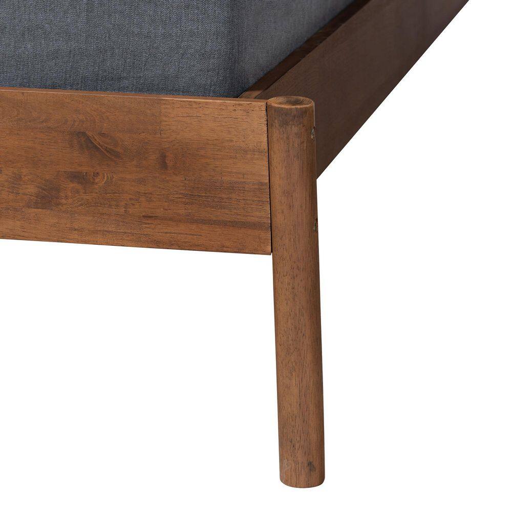 Mid-Century Agatis Ash Walnut King Size Wood Bed Frame