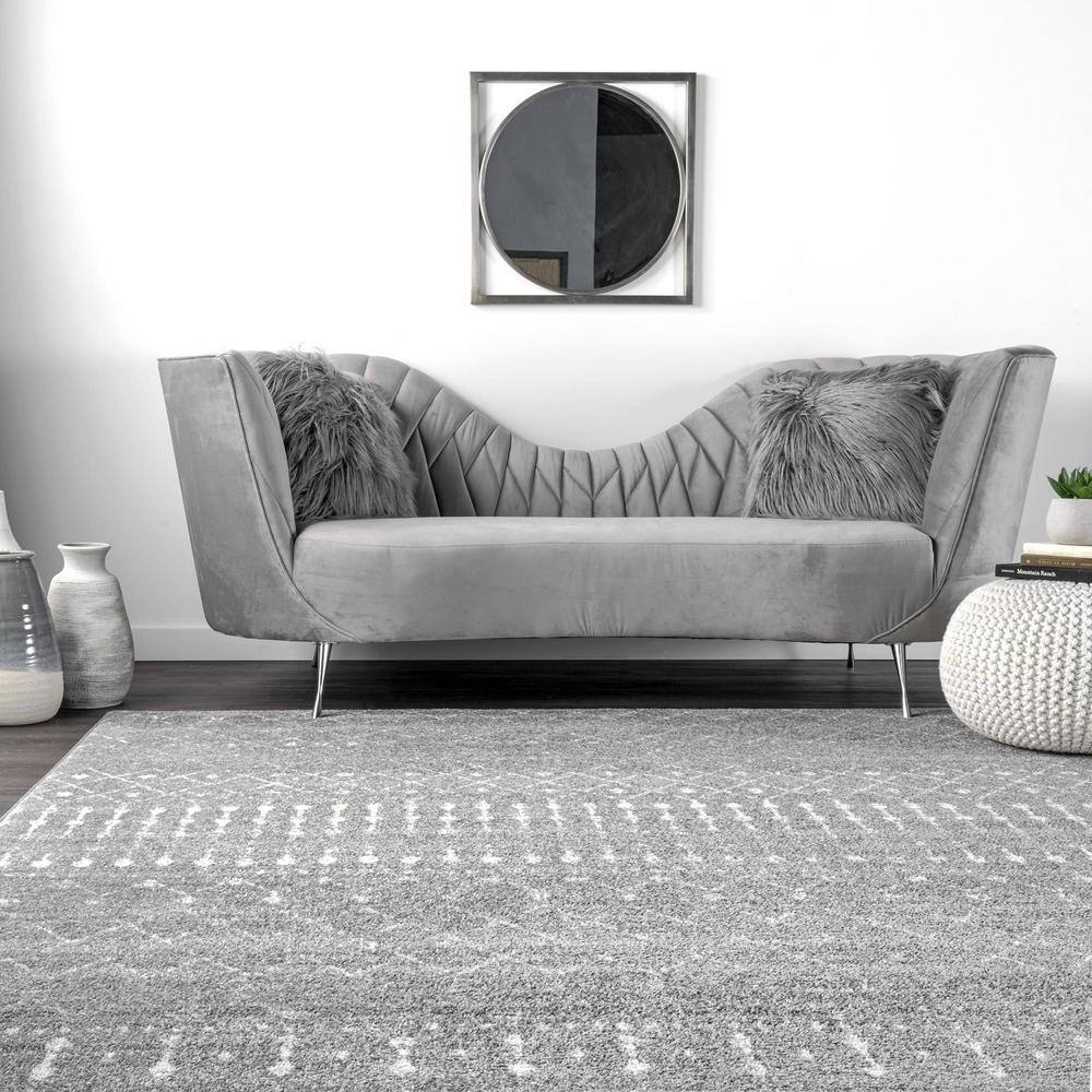 Handmade Dark Grey Geometric 6' Square Synthetic Area Rug