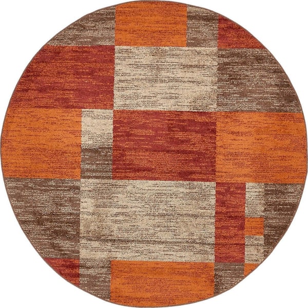 Unique Loom Autumn Providence Multi 8' 0 x 8' 0 Round Rug