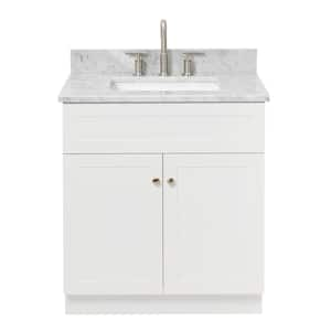 Hamlet 31 in. W x 22 in. D x 35.25 in. H Bath Vanity in White with Carrara Marble Vanity Top