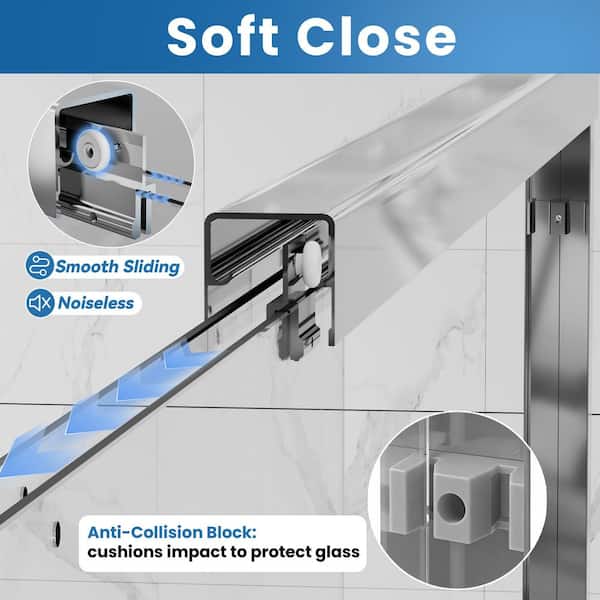 56-60 in. W x 72 in. H Double Sliding Framed Shower Door with Nano-Coated Easy-Clean Tempered Glass in Chrome