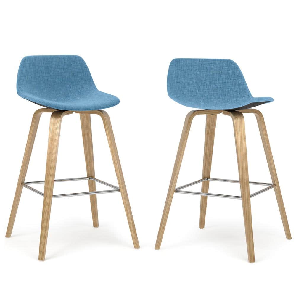 Randolph Medium Blue Upholstered Counter Stool with Metal Frame