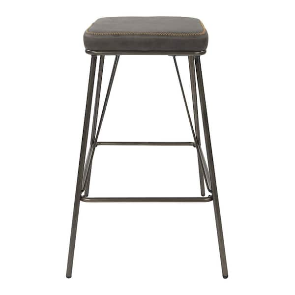 OSP Home Furnishings Mayson 26 in. Charcoal with Gunmetal Base Counter Stool (2 per Carton)