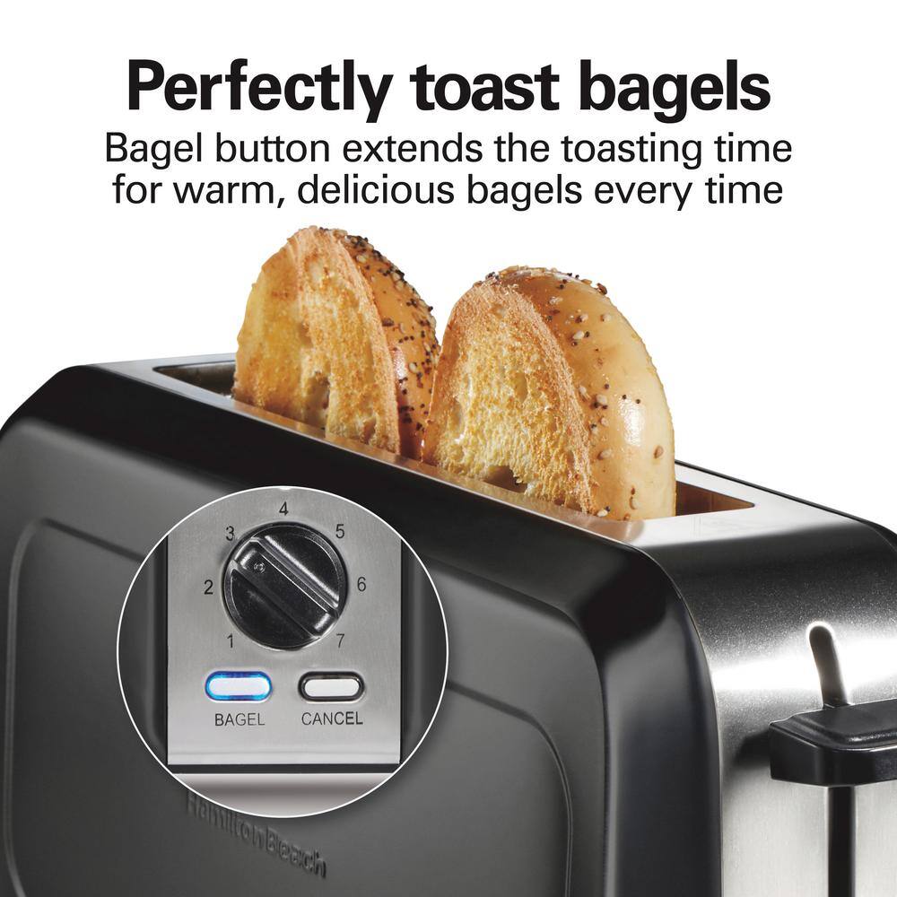 Hamilton Beach Black Stainless Steel Long Slot 2-Slice Toaster