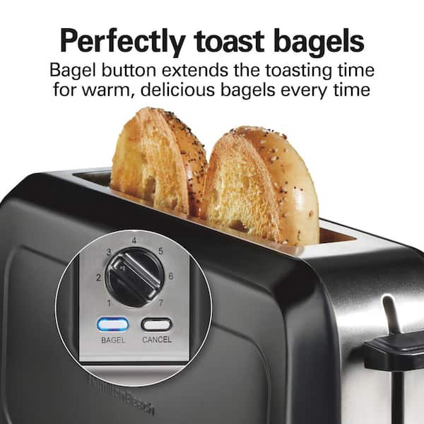 Hamilton Beach 900 W 2 Slice Black and Stainless Steel Long Slot Toaster 22989 The Home Depot