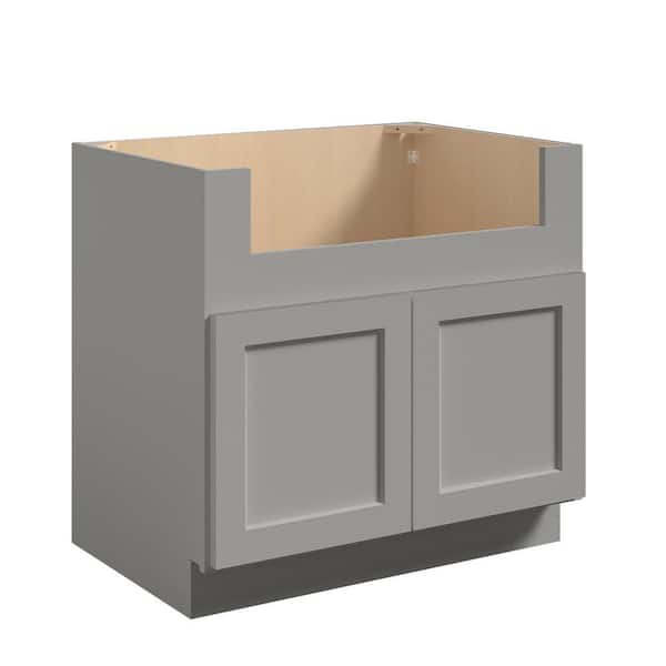 Hausvita 36 in. W x 24 in. D x 34.5 in. H in Shaker Grey Plywood Ready to Assemble Farm Sink Base Cabinet with 2-Doors