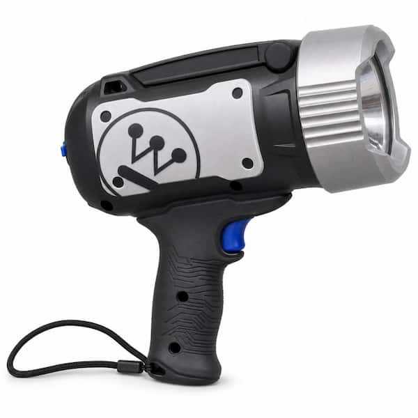 2000 Lumen Black Rechargeable LED Spotlight with USB-C Charging and Power Bank