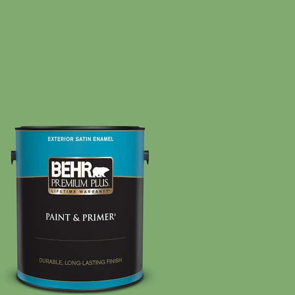 BEHR PREMIUM PLUS 1 gal. #M390-5 Sage Garden Satin Enamel Exterior Paint & Primer