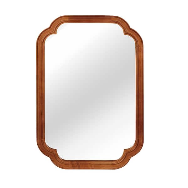Yellow Brown 24 in. W x 36 in. H Small Rectanngular Framed Rounded Corner Decorative Wall Mount Bathroom Vanity Mirror