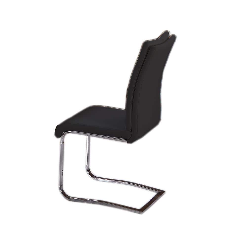 High Black Faux Leather Upholstered Metal Side Chair