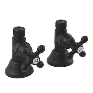 Trimscape 1/2 in. NPT (FIP) x 1/2 in. Compression Brass Straight Shut Off Valve in Matte Black