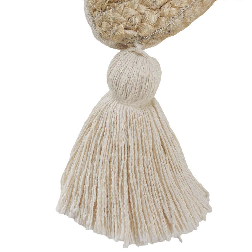 Natural Jute Square Throw Pillow with Tassels, 20" x 20"