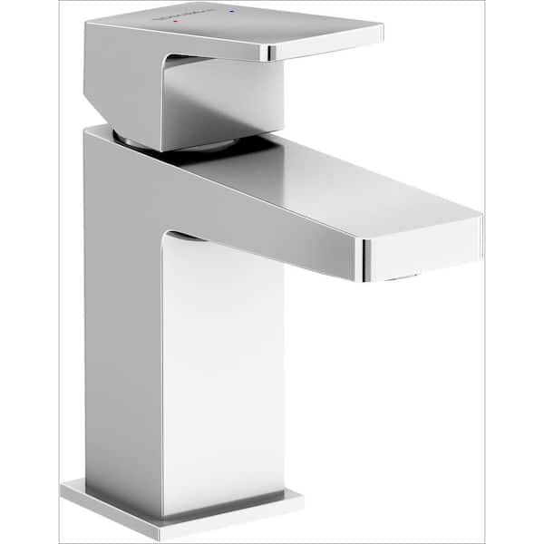 Duravit DuraSquare Single Handle Single Hole Bathroom Faucet with Drain Kit Included Included in Chrome