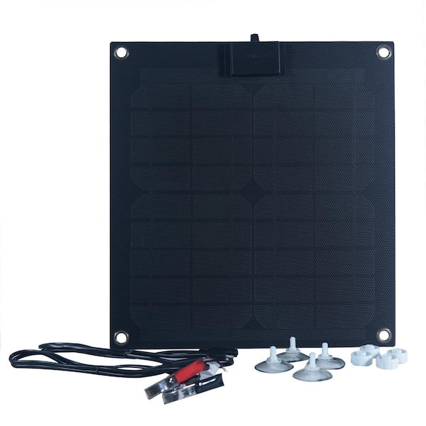 NATURE POWER 15-Watt Semi-Flex Monocrystalline Solar Panel with Charge Controller for 12-Volt Battery Charging