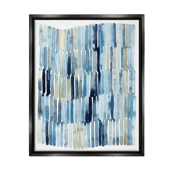 The Stupell Home Decor Collection Nautical Inspired Blue Beige Blocked Lines by Grace Popp Floater Frame Abstract Wall Art Print 17 in. x 21 in.