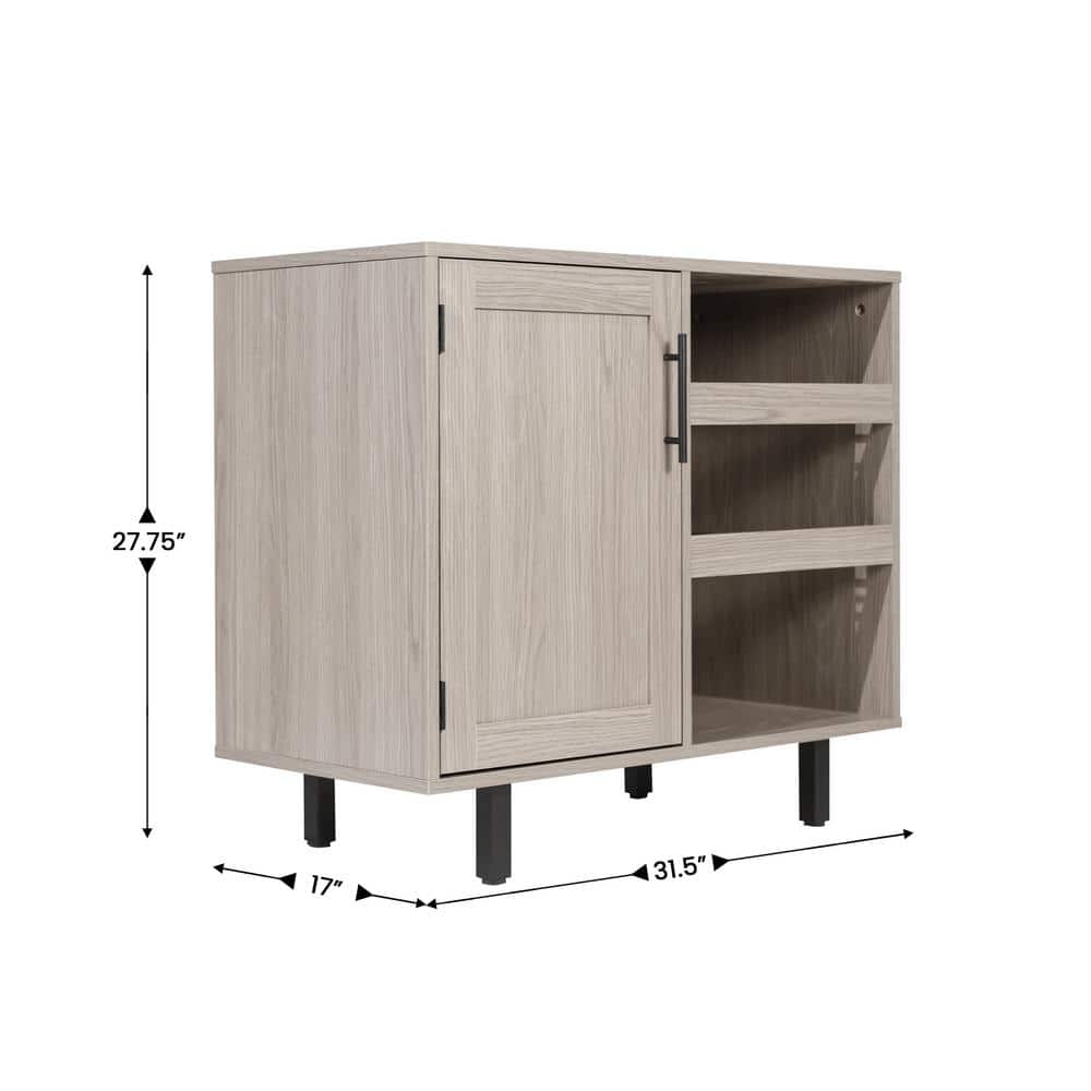 Gray Wood and Metal Bar Sideboard with Adjustable Shelf