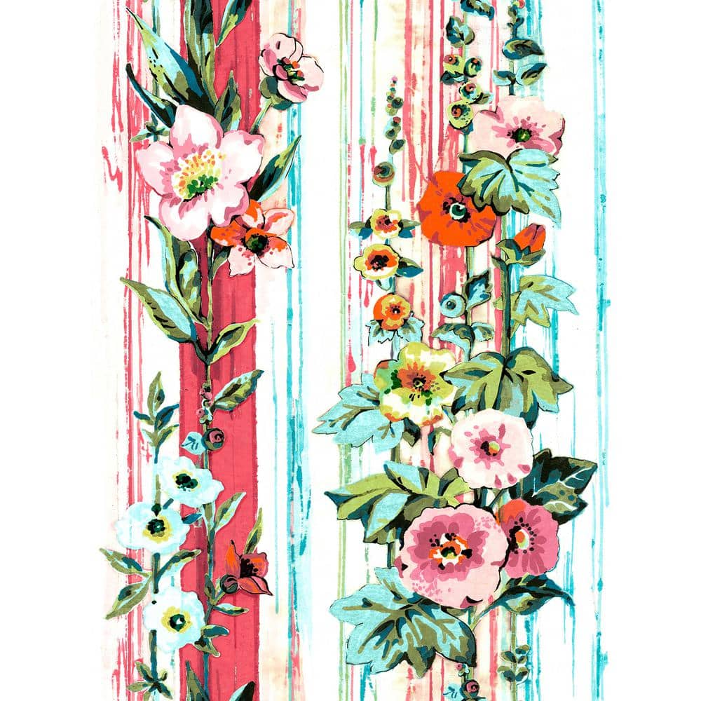 Vintage Floral Stripe Peel and Stick Wallpaper  Kalotaranis AE